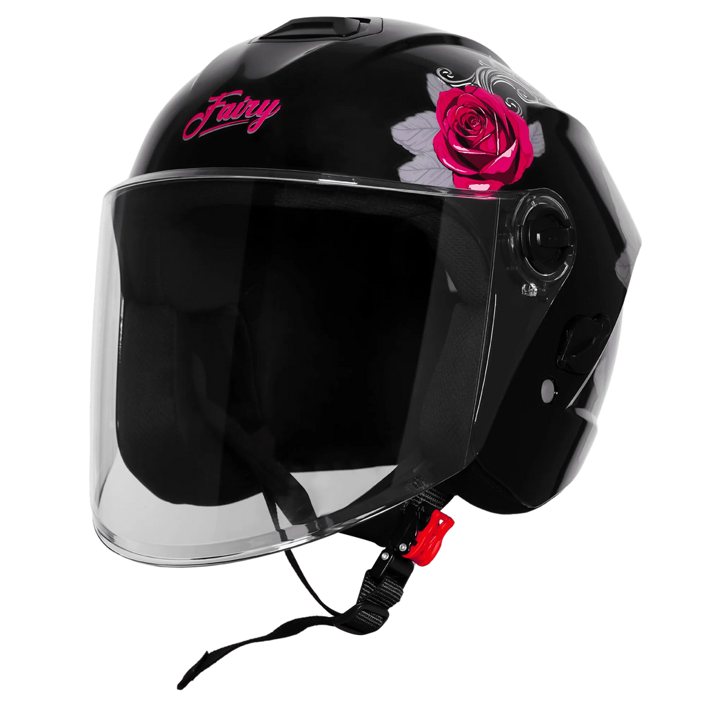 Steelbird Sbh 80 Fr1 Black Pink Rose Half Face Helmet