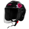 Steelbird Sbh 80 Fr1 Black Pink Rose Half Face Helmet