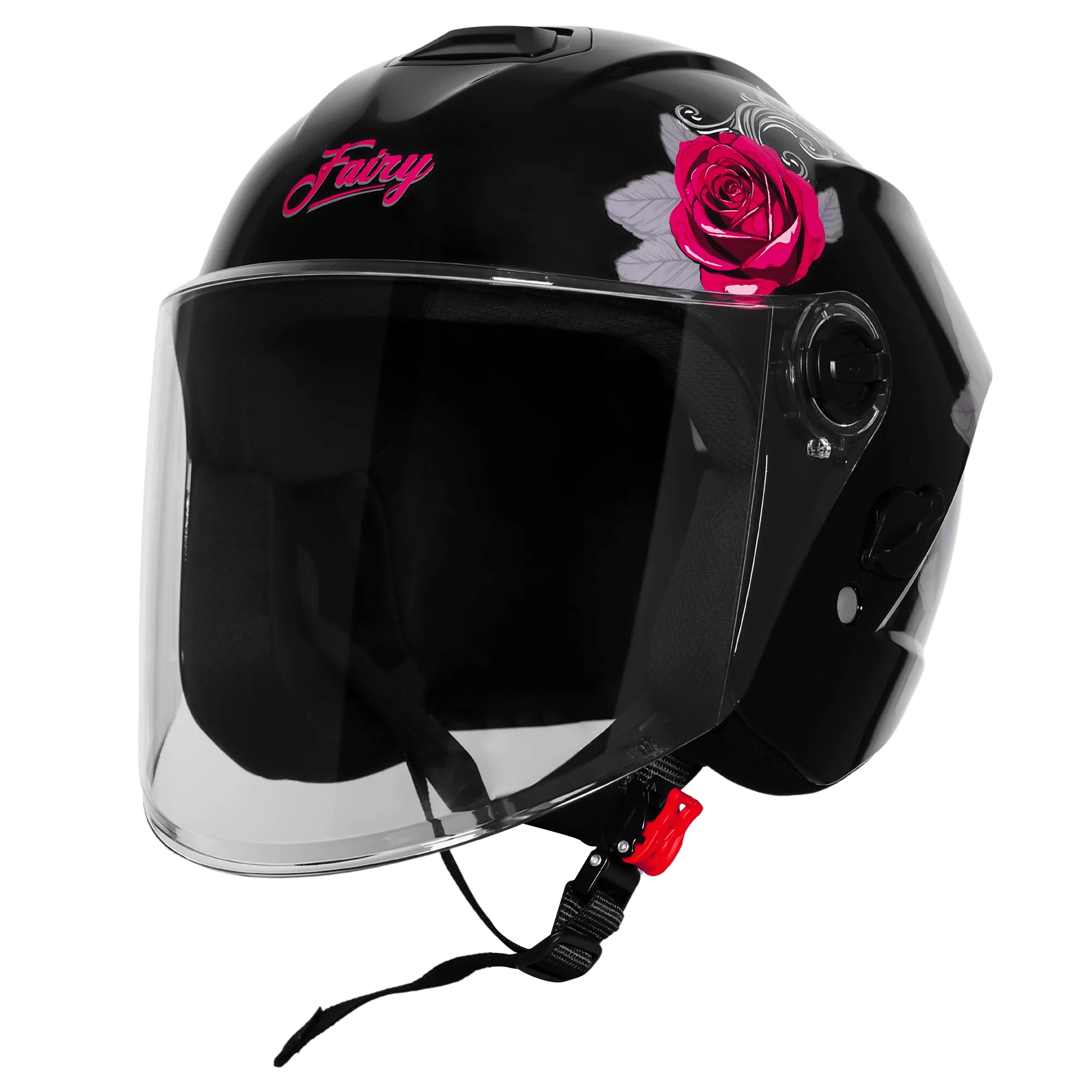 Steelbird Sbh 80 Fr1 Black Pink Rose Half Face Helmet