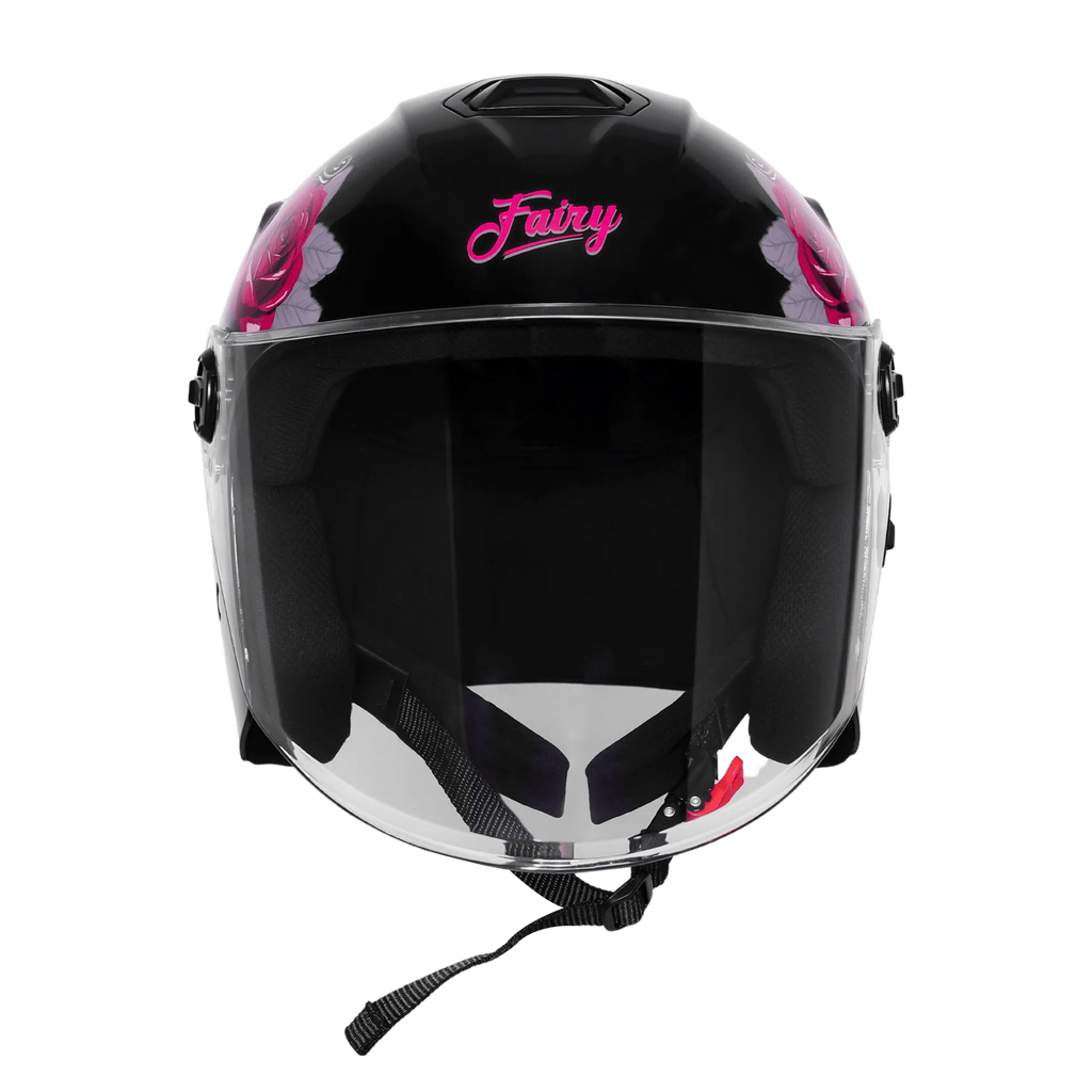 Steelbird Sbh 80 Fr1 Black Pink Rose Half Face Helmet