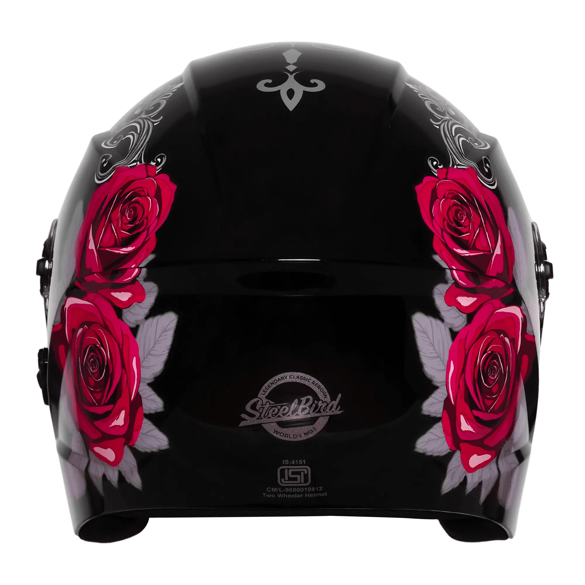Steelbird Sbh 80 Fr1 Black Pink Rose Half Face Helmet