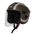 Steelbird Sbh 80 Fr2 Battle Green White Stripe Half Face Helmet