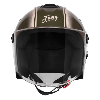 Steelbird Sbh 80 Fr2 Battle Green White Stripe Half Face Helmet
