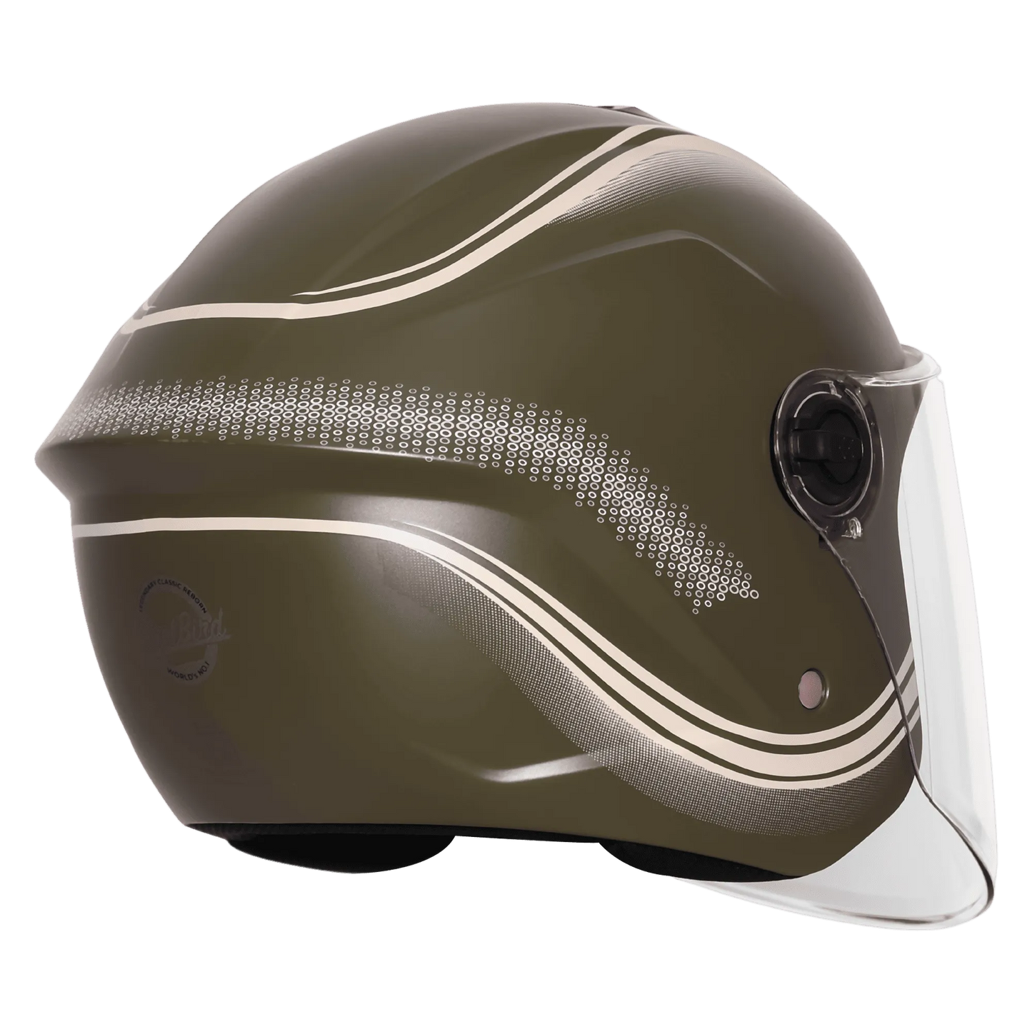 Steelbird Sbh 80 Fr2 Battle Green White Stripe Half Face Helmet
