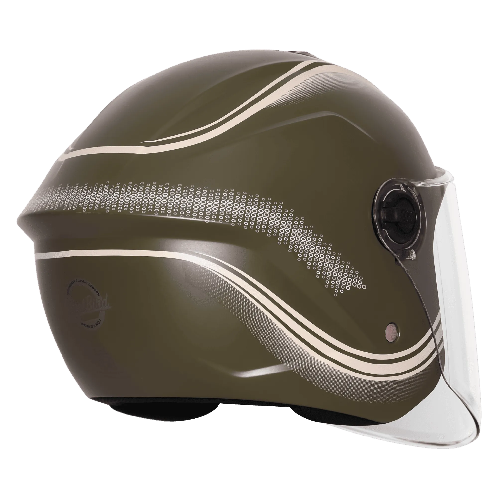 Steelbird Sbh 80 Fr2 Matt Battle Green White Stripe Half Face Helmet