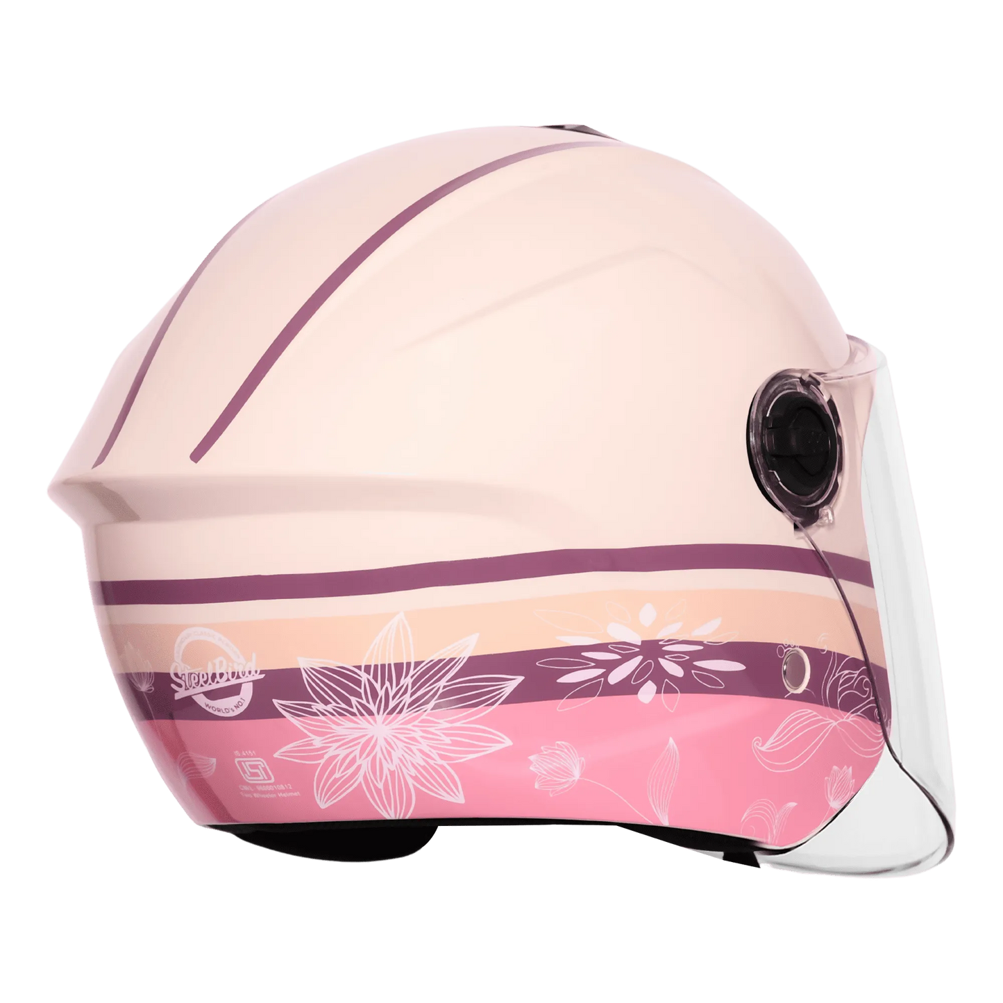 Steelbird Sbh 80 Fr3 Cloud Cream White Flower Half Face Helmet
