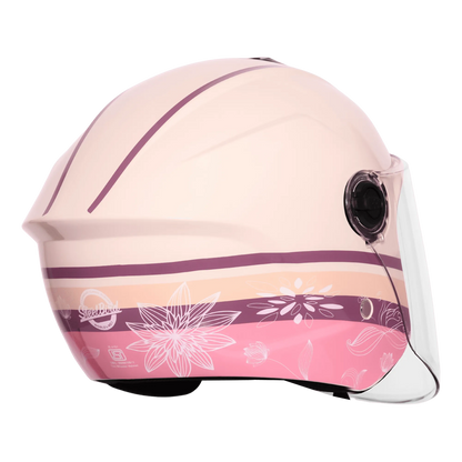 Steelbird Sbh 80 Fr3 Cloud Cream White Flower Half Face Helmet