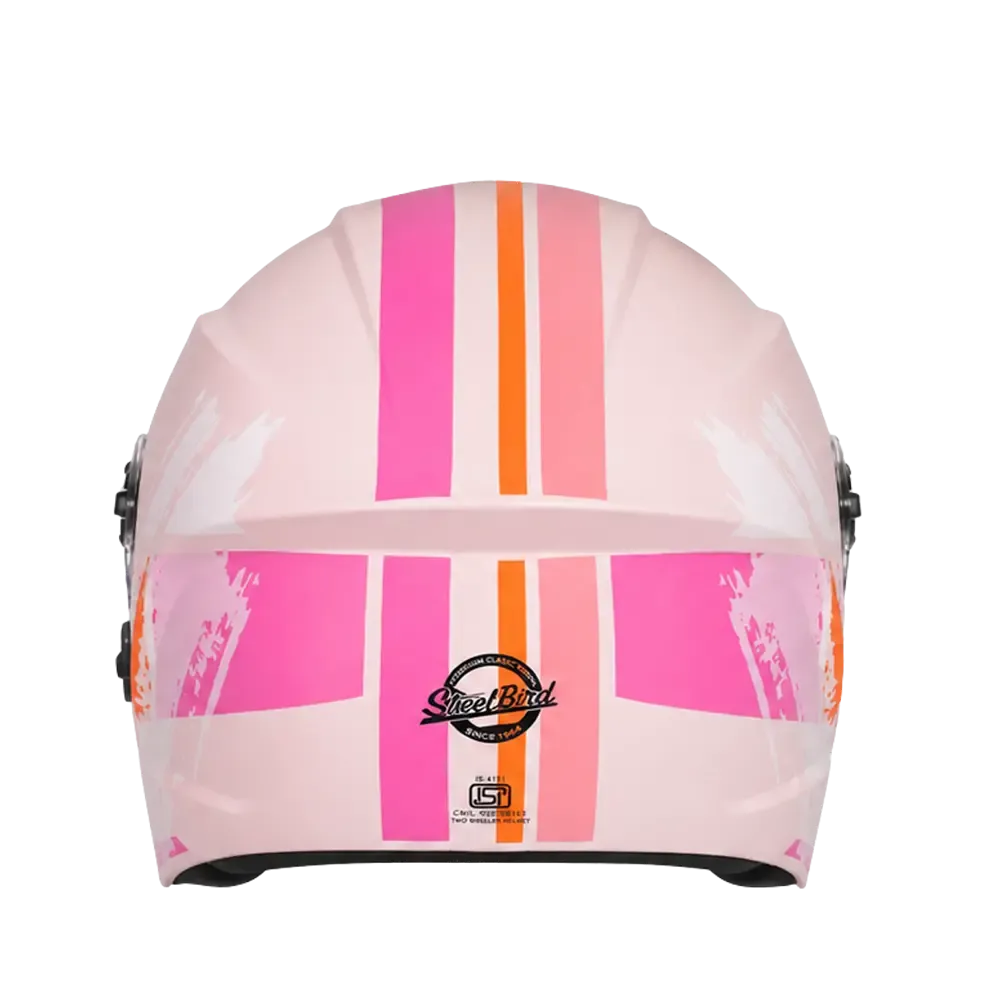 Steelbird Sbh 80 Fr8 Glossy Coral Peach Pink Half Face Helmet