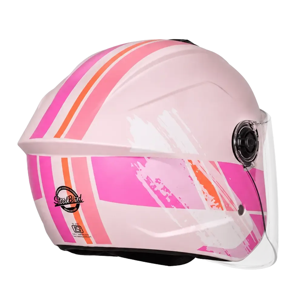 Steelbird Sbh 80 Fr8 Glossy Coral Peach Pink Half Face Helmet