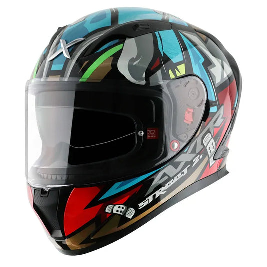AXOR Street Bobby Black Blue Full Face Helmet
