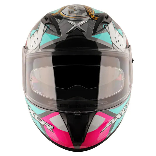 AXOR Street Hip Hop Athena Grey Mint Half Face Helmet