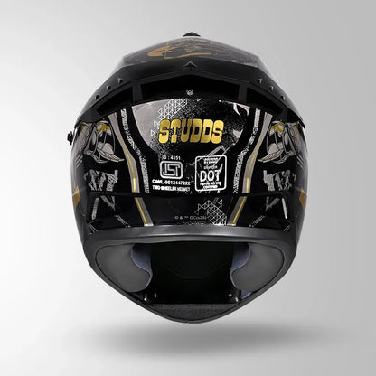 Studds Drifter Batman Edition Black Gold Full Face Helmet