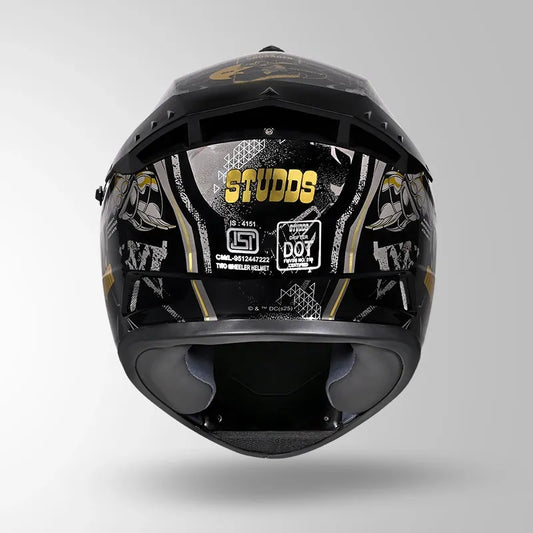 Studds Drifter Batman Edition Black Gold Full Face Helmet