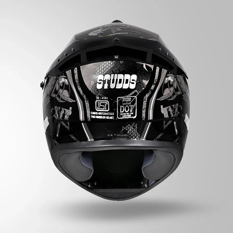 Studds Drifter Batman Edition Black Silver Full Face Helmet