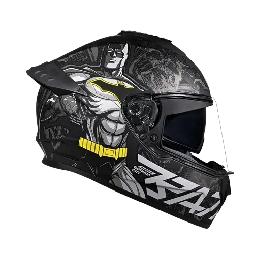 Studds Drifter Batman Edition Matt Black Yellow N4 Full Face Helmet
