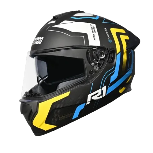 Studds Drifter D4 R1 Matt Black Yellow N6 Full Face Helmet
