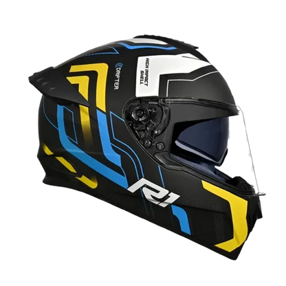 Studds Drifter D4 R1 Matt Black Yellow N6 Full Face Helmet