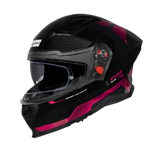 Studds Helios Black N8 Magenta Full Face Helmet
