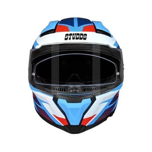 Studds Helios D2 Matt Blue Red Full Face Helmet