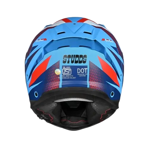 Studds Helios D2 Matt Blue Red Full Face Helmet