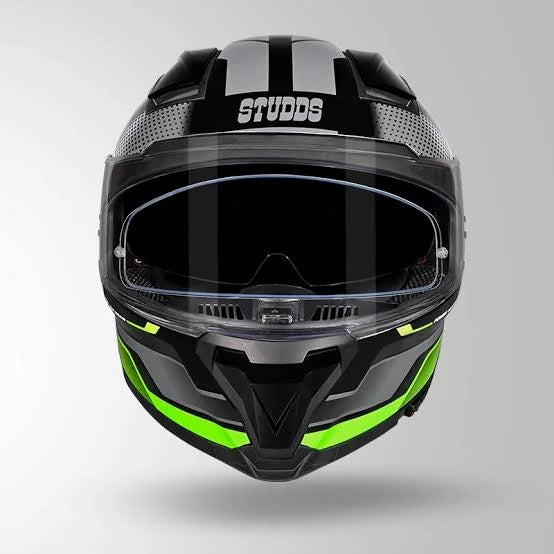 Studds Helios Green Spoiler Black Full Face Helmet