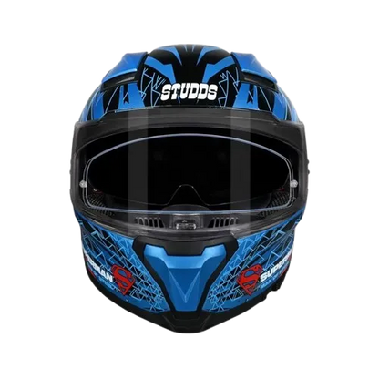 Studds Helios Superman Edition Blue Blue Full Face Helmet