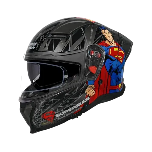 Studds Helios Superman Edition Gray Blue Full Face Helmet