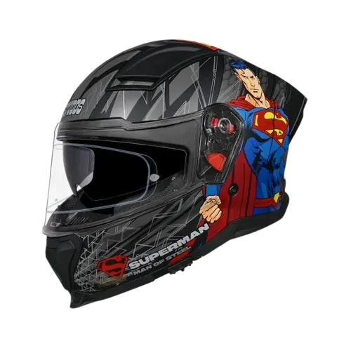 Studds Helios Superman Edition Matt Black Blue Full Face Helmet