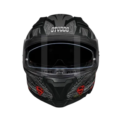 Studds Helios Superman Edition Matt Black Blue Full Face Helmet