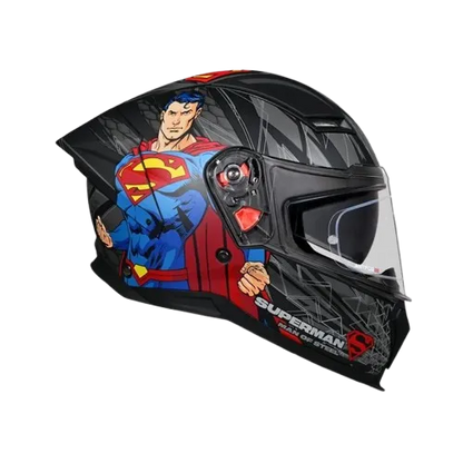 Studds Helios Superman Edition Matt Black Blue Full Face Helmet