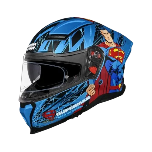 Studds Helios Superman Edition Matt Blue Blue Full Face Helmet