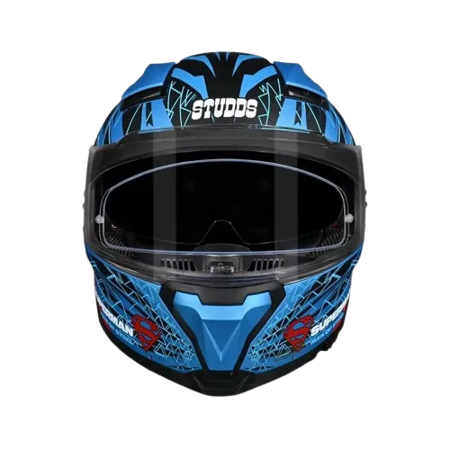 Studds Helios Superman Edition Matt Blue Blue Full Face Helmet