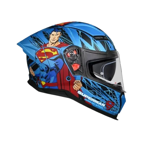Studds Helios Superman Edition Matt Blue Blue Full Face Helmet