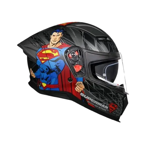 Studds Helios Superman Edition Matt Grey Blue Full Face Helmet