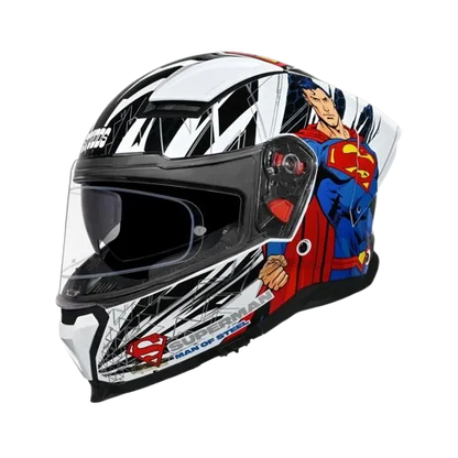 Studds Helios Superman Edition White Blue Full Face Helmet