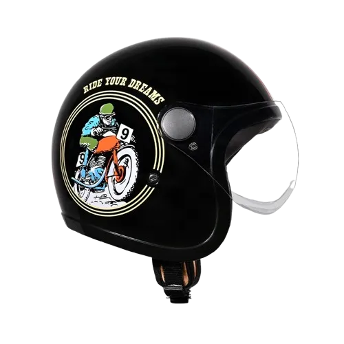 STUDDS Jet 50 With Short Black N5 Half Face Helmet