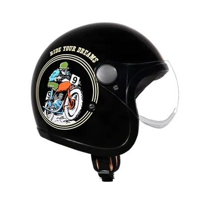 STUDDS Jet 50 With Short Black N5 Half Face Helmet