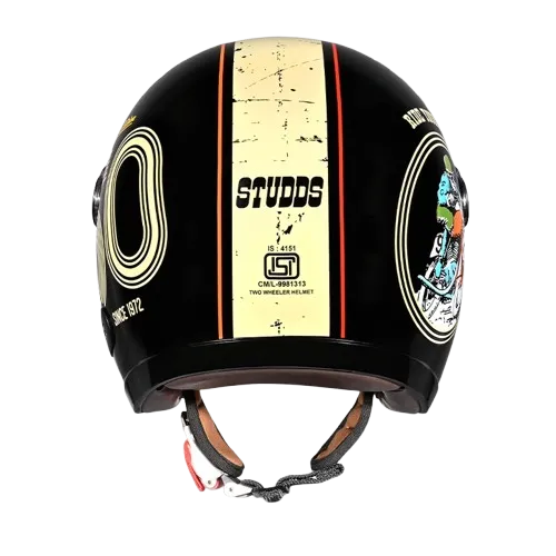 STUDDS Jet 50 With Short Black N5 Half Face Helmet