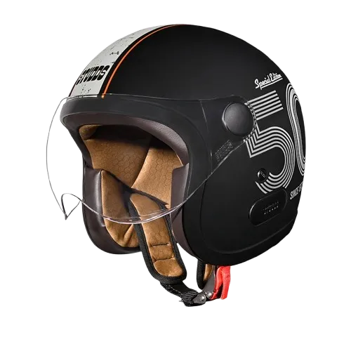 Studds Jet 50 With Short Matt Black Grey N4 Half Face Helmet