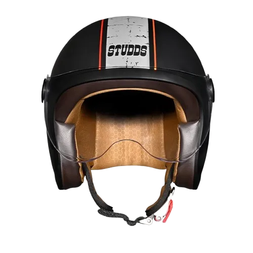 Studds Jet 50 With Short Matt Black Grey N4 Half Face Helmet