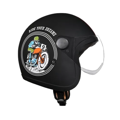 Studds Jet 50 With Short Matt Black Grey N4 Half Face Helmet