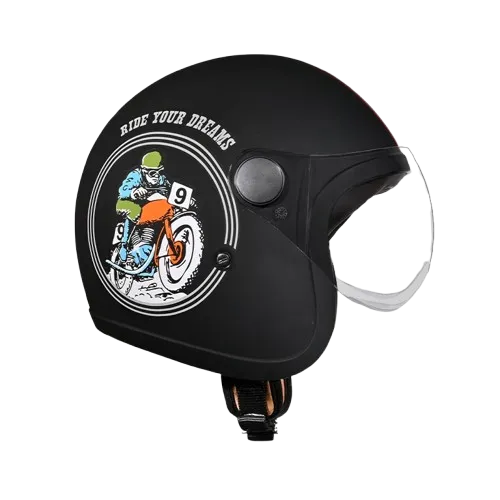 Studds Jet 50 With Short Matt Black Grey N4 Half Face Helmet