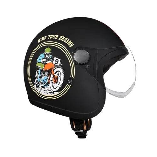 STUDDS Jet 50 With Short Matt Black N5 Half Face Helmet