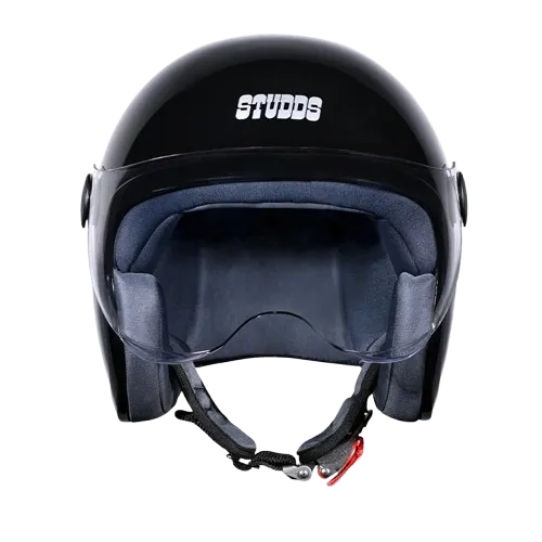 STUDDS Jet With Short Black Half Face Helmet