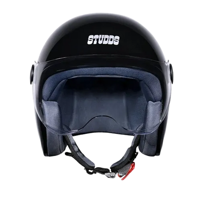 STUDDS Jet With Short Black Half Face Helmet