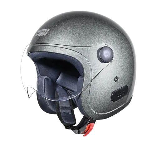STUDDS Jet With Short Gun Grey Lg Half Face Helmet