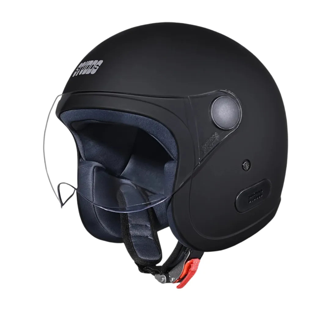 Studds Jet With Short Matt Black Half Face Helmet