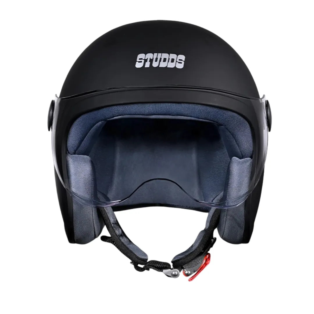 Studds Jet With Short Matt Black Half Face Helmet