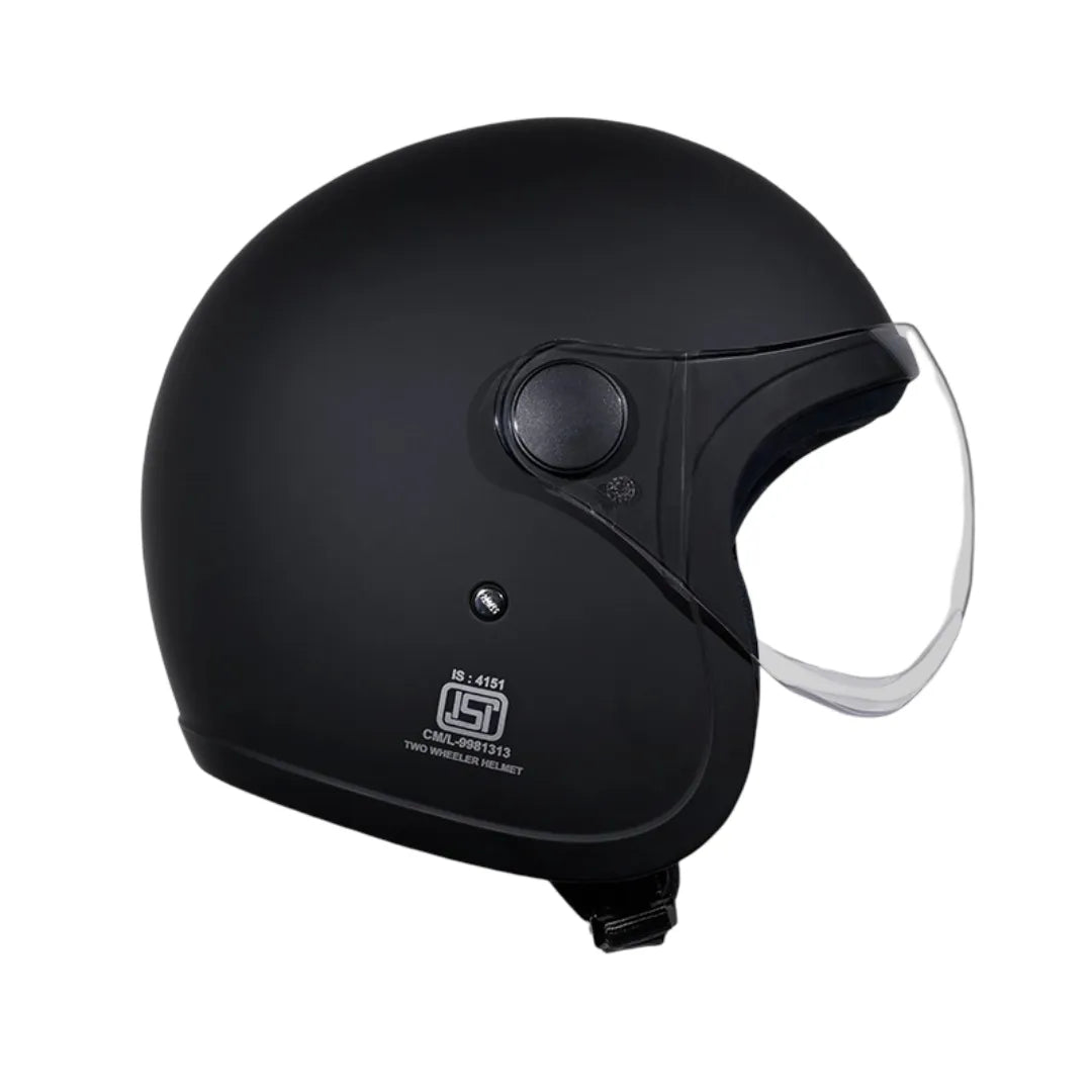 Studds Jet With Short Matt Black Half Face Helmet