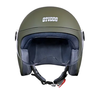 Studds Jet With Short Military Green Half Face Helmet